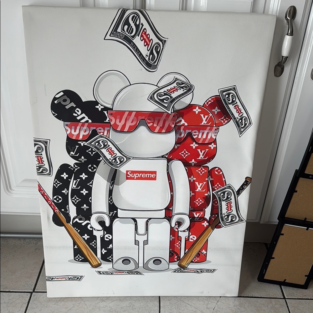 Supreme Red and Black Painting with Robotic Figure